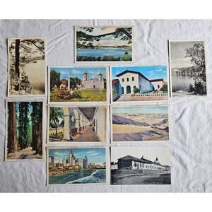 Vintage California Postcards Lot of 10 RPPC Linen  San Francisco Redwoods
